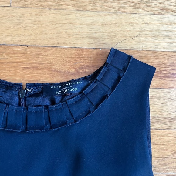 TAHARI Nordstrom Black Sheath Dress Belted 8 - Picture 3 of 4